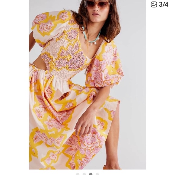 Free People Kalina Floral Cut Out Maxi Dress L - Picture 3 of 7